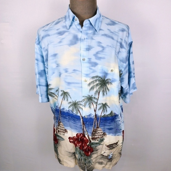 PIERRE CARDIN- Vintage Ocean View Mens XL Tropical Hawaiian Shirt - Picture 3 of 7